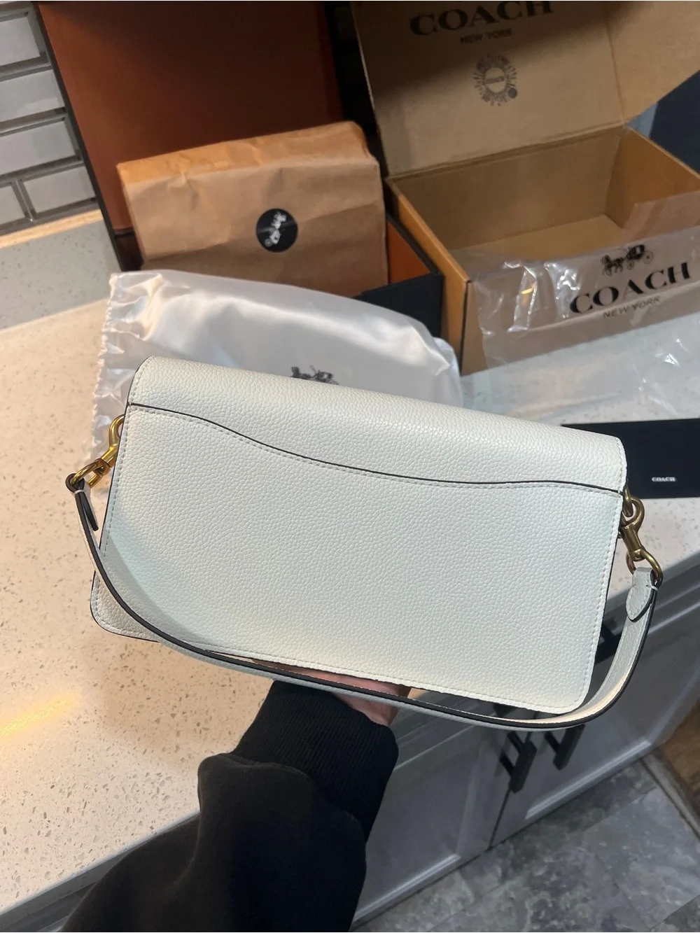 Coach Brass/Chalk Tabby Shoulder Bag 20 - Picture 2 of 5